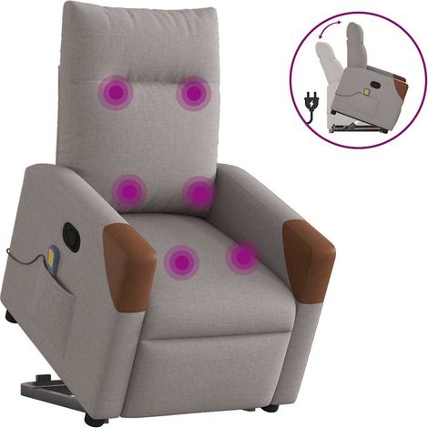 Massagesessel mit Aufstehhilfe Taupe Stoff