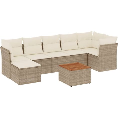 Set Divano da Giardino 8 pz con Cuscini Beige in Polyrattan vidaXL (1/5)