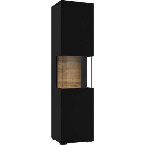 Vitrina 1 puerta Glora Negro y Madera (1/4)
