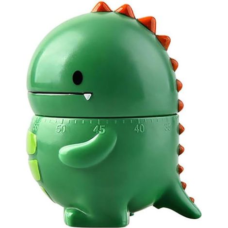 Minuteur de cuisine mécanique dinosaure mignon pour enfants, minuteur manuel de 60 minutes, sans piles, réveil vert pour la gestion du temps en cuisine et pendant les études (1/5)