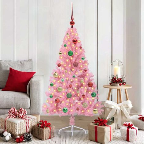 Künstlicher vorbeleuchteter Weihnachtsbaum Rosa 150 cm PVC