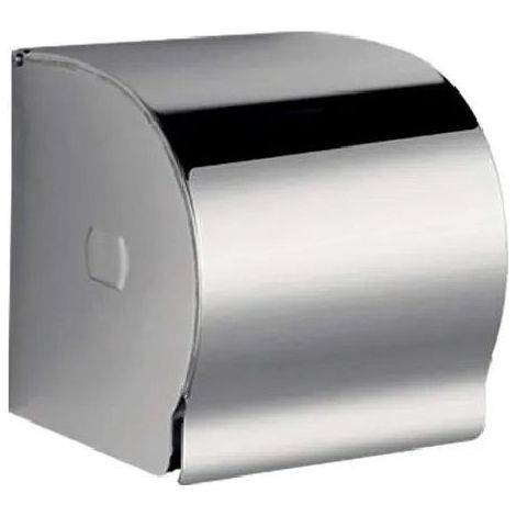 Distributeur papier WC inox poli brillant avec couvercle, porte-rouleau toilette mural design moderne salle de bain (1/2)