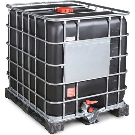 Renson – Cuve IBC 1000L noire anti-UV – Stockage eau – Empilable – Grillage acier galvanisé – Trou d'homme 150 mm – Dimensions 1200x1000x1170 mm