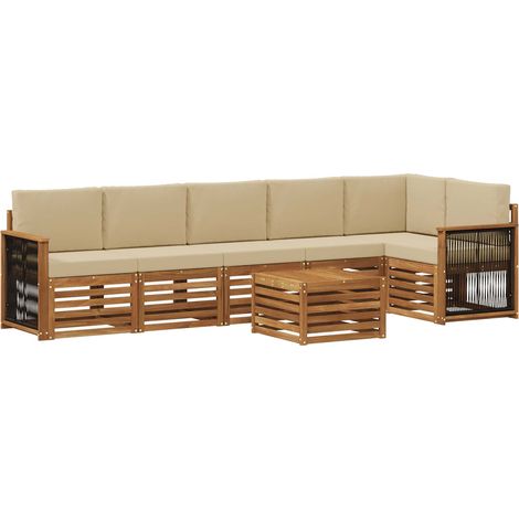 Conjunto de Sofá Seccional con cojín 6 pcs Natural vidaXL (1/5)
