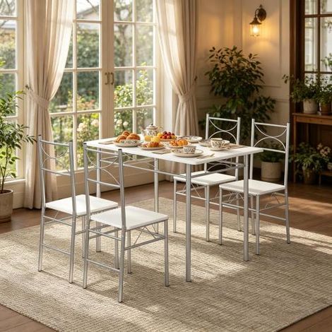 Table et chaises de salle à manger modernes — Ensemble de mobilier de salle à manger élégant — Ensemble pour balcon — Table et chaises style bistrot (Table et chaises uniquement) (1/4)