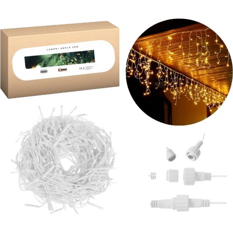 Luces navideñas, Nochebuena, carámbanos navideños, cable de 20 m, color cálido (1/3)