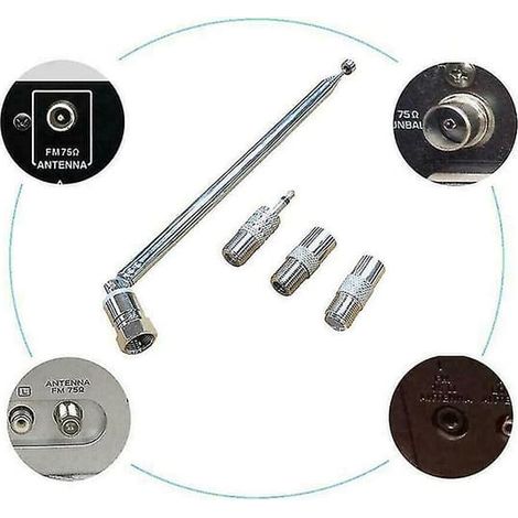 Ecleanfy - Antenne radio DAB télescopique 75 ohms pour mini-système HiFi AV, FM (1/3)