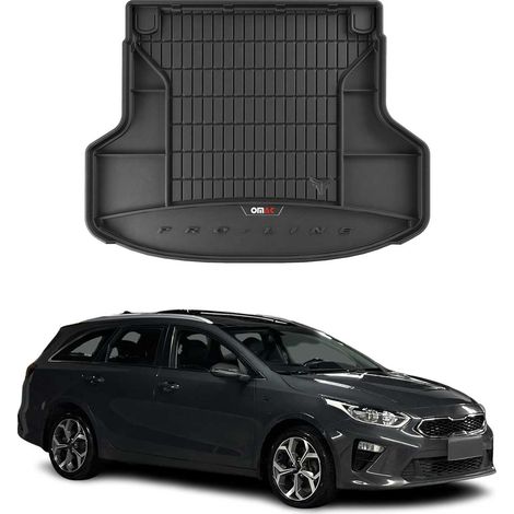 Tapis de Coffre 3D TPE Premium Compatible avec Kia Ceed III Kombi 2018 à 2023, Bac de Protection de Coffre Intérieur antidérapant Revêtement de Coffre Bords Hauts pour Voiture Noir