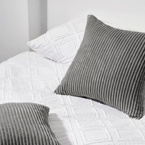 Housse De Coussin - Velours Côtelé - 50x50 Cm - Motif Rayé - Pour Coussin Lombaire Et Fauteuil - 2 Pièces (1/4)