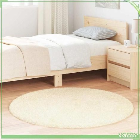 Tapis shaggy - FAFEISY - NAVARRA - Crème 120x120 cm - Polyester - Antidérapant (1/5)
