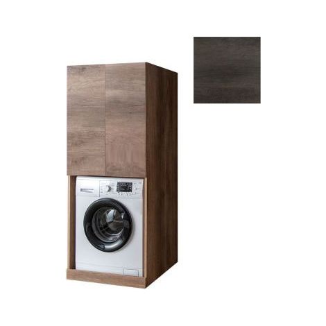 Mobile Lavanderia a Colonna per Lavatrice o Asciugatrice con 2 Ante Installabili Sopra o Sotto 70x70x174A cm in Nobilitato Unika Olmo Scuro (1/3)