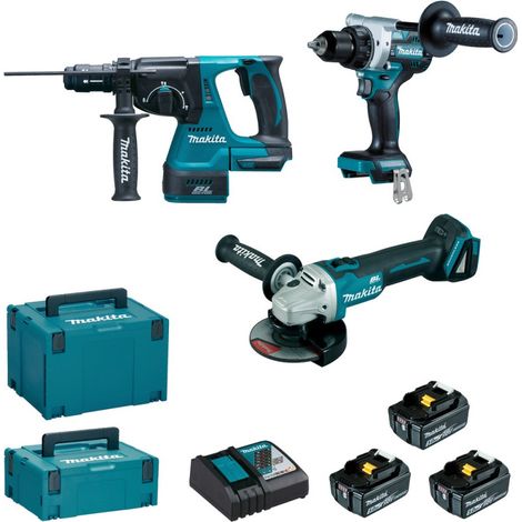 Pack 3 outils MAKITA DLX3202TJ 18V (DDF492 + DGA506 + DHR243) (1/5)