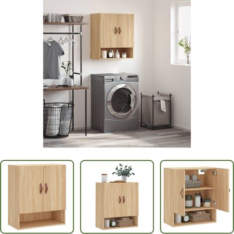 Holzwerkstoff - Wandschrank Sonoma-Eiche 60x31x70 cm Holzwerkstoff (1/5)