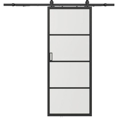 Porta scorrevole con sistema esterno muro H205 x L73 cm  Alluminio e Vetro temperato trasparente - SINCA II (1/4)