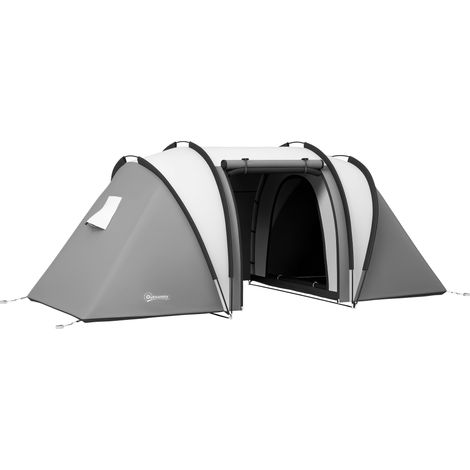 Tente de camping familiale 4-5 personnes avec 2 chambres 3 fenêtre, 450 x 220 x 180 cm, sac de transport, étanche