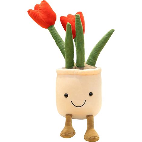 Tulip Plush Toy Good Resilience Odorless Cute Soft Fluffy Plant Ornament for Home Office Car Decor Gifts Red 30cm (1/5)