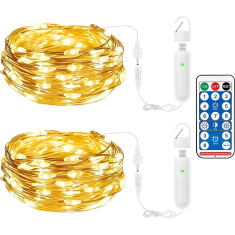 Filet lumineux d'extérieur, 2x2m 144 LED guirlande lumineuse d'extérieur blanc chaud avec prise, filet lumineux d'intérieur étanche avec télécommande et minuterie 8 modes, pour buissons jardin (1/5)