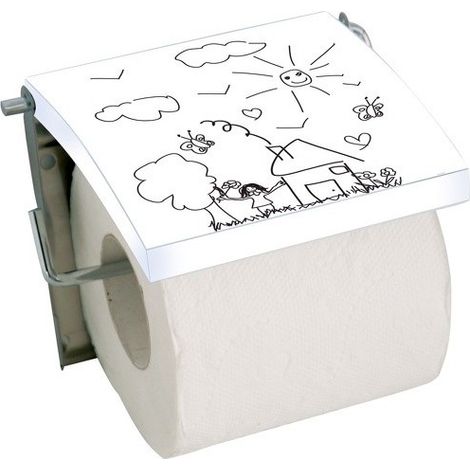 Portarrollos de pared MDF y acero inoxidable KINDERGARTEN Blanco MSV