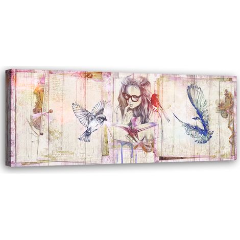 Tableau sur toile Fille avec livre 90x30 (1/5)
