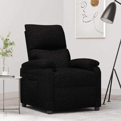 Fauteuil inclinable manuel 3 positions en tissu noir avec repose-pieds réglable - PANGIVO (1/5)