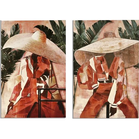 Pamela Africaine, toile imprimée 50 % huile, 80 x 120 cm. Lot de 2, 80 x 3 x 120 cm. (1/3)