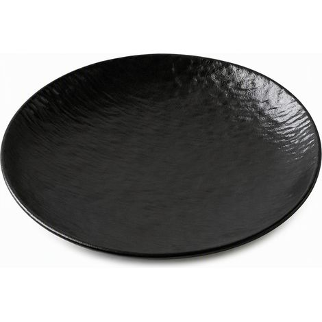 Assiette creuse en céramique effet pierre, teinte noire, 10 pouces (1/5)