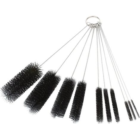 Ensemble de 10 brosses de nettoyage, goupillons tubulaires en nylon de 21 cm (8,2 pouces), cure-pipes pour pailles, verres, claviers et bijoux. (1/5)