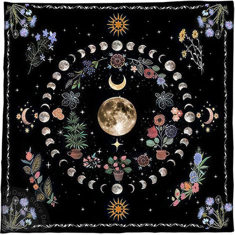 Tapis de jeu carré en flanelle pour tarot, oracles astrologiques, cartes de divination, 60 x 60 cm (1/5)