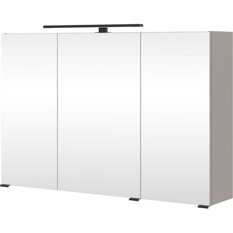Badezimmer 3D-Spiegelschrank 100 cm Breite in Beige, mit LED-Aufbauleuchte - ATELLA-03 (1/5)