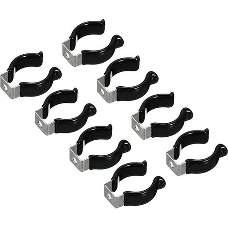 sourcing map T8 U Clips LED Light Strip Clips Stainless Steel Clamps Fluorescent Tube Clamps Black (1/5)