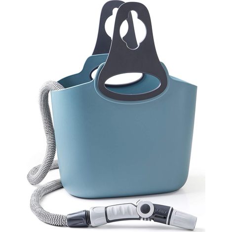 Tuyau Auto-Extensible 25 mètres, en kit prêt à l'emploi, avec Sac Pratique et Crochets-Conteneur en Plastique, pour l'irrigation des Jardins et des balcons, Bleu foncé (1/4)