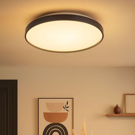 Plafoniera LED antracite lampada da soggiorno plafoniera da cucina, metallo acrilico, LED 24W 1400Lm bianco caldo, P 48 cm