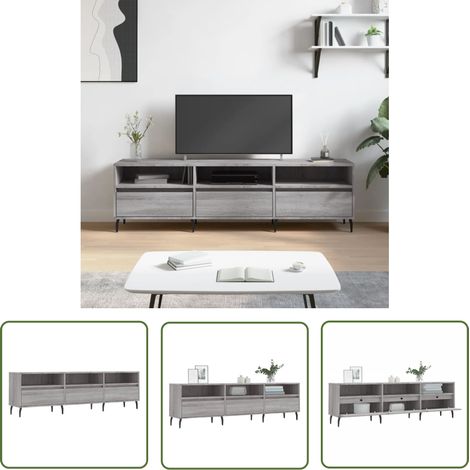 The Living Store Meuble TV sonoma gris 150x30x44,5 cm bois d'ingénierie - Meubles Tv - Meuble Tv - Buffet Tv - Banc Tv - Meuble Rangement (1/5)