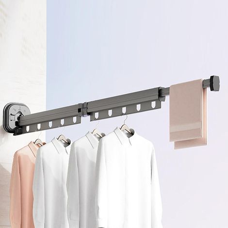 Sèche-linge mural, gain de place, rétractable, pliable en métal - 126 cm (1/5)