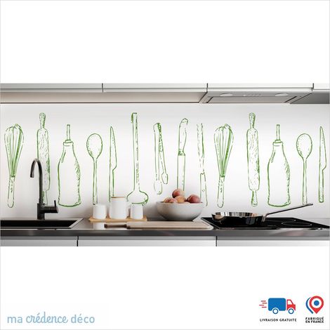 Crédence : Ustensiles de cuisine clairs - Couleur Vert jaune - Alu composite - 60 - 120 (1/3)