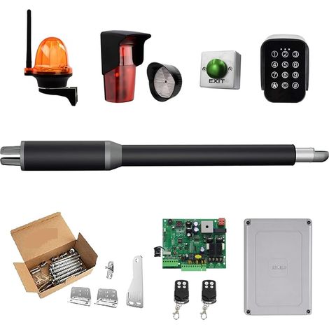Kit d'ouvre-portes automatiques Ouvre-porte automatique à balançoire simple - 10 pieds de long 450 lbs Ouvre-porte à verrouillage électrique avec contrôle Wifi solaire pour accessoires de portail coul (1/5)