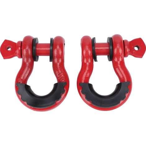 2 manilles anneau D 3/4in robustes – Récupération tout-terrain 4,75T résistance remorque treuil sangle camion rouge (1/5)