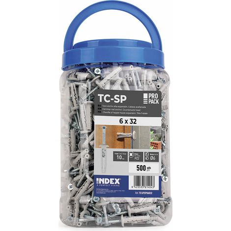 Index – Cheville à clavette spéciale 06X040 – Pour béton armé et supports variés – Boîte de 50 unités – Résistante et sécurisée