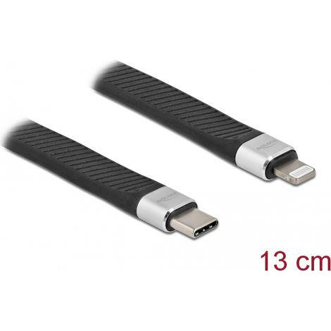 Delock Cable de cinta plana FPC USB Type-Câ¢ a Lightningâ¢ para iPhoneâ¢, iPadâ¢ y iPodâ¢ 13 cm