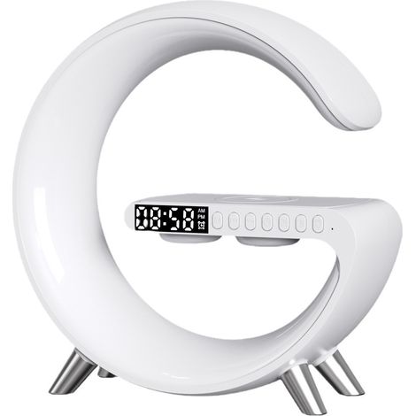 Réveil Simulateur d'Aube avec Éclairage d'Ambiance, Haut-Parleur Bluetooth, Veilleuse Intensité Variable, Lampe Connectée Syncro Musicale - Blanc (1/4)