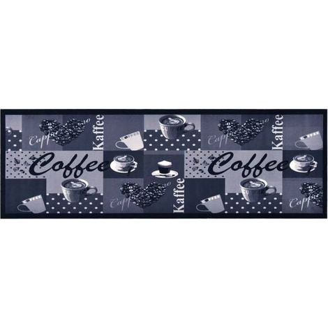 Tapis de cuisine lavable, bleu café, 45 x 150 cm (1/5)