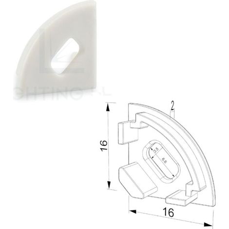 TAPPO PER PROFILO LED ANGOLARE VUOTO CON FORO PASSACAVO LEDPOINT (1/2)