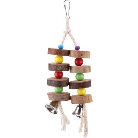 Jouet À Mâcher Pour Perroquet - Cordes En Bois Colorées Avec Blocs - Accessoire D'Enrichissement Pour Cage - Lot De 2 Cordes (1/5)