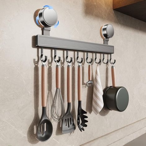 Haken mit Saugnäpfen – Küchenregal mit Haken – Mit Saugnäpfen – Kein Bohren erforderlich – 8 Haken – Aufbewahrungsregal – Länge 40 cm (1/5)