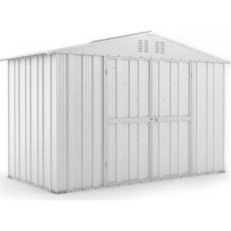 Casetta Box da Giardino in Lamiera di Acciaio Porta Utensili 327x155x217 cm Enaudi Bianco (1/4)