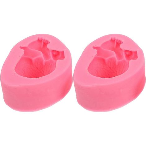 Lot de 2 moules à pâtisserie en forme de cœur pour Halloween, pour fondant et chocolat (rose)-8X6X3CM-Pink