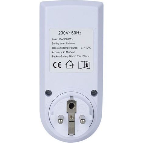 Prise Programmable - Minuterie Hebdomadaire Et Journaliere - Ecran LCD - 16 A - 3680 W - Lot De 2 (1/5)