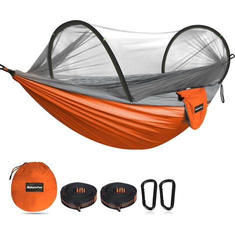 Hamac De Camping Avec Moustiquaire - 1 Personne - Nylon Parachute - Charge 300kg - Randonnée Et Plein Air - 275x140cm (1/5)