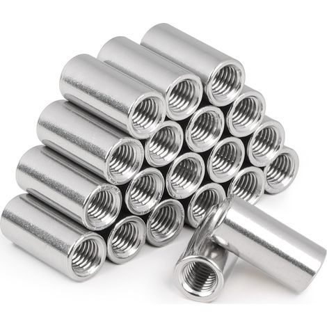 20 pièces Écrou Long Rond M12 x 30, Longueur Manchon Fileté en Acier Inoxydable V2A VA A2, Douille avec Filetage Intérieur, Écrous D'extension D'écartement de Raccordement pour Remplacement (1/5)