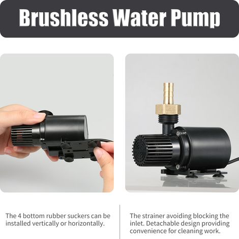 DECDEAL Bürstenlose Wasserpumpe, ultraleise 12-V-Mikro-Wasserpumpe, wasserdichte Tauchpumpe für Springbrunnen, Aquarien und Teiche, Förderleistung 800 l/h, 15 W, Förderhöhe 5 m, inkl. Befestigungsbüge (1/5)
